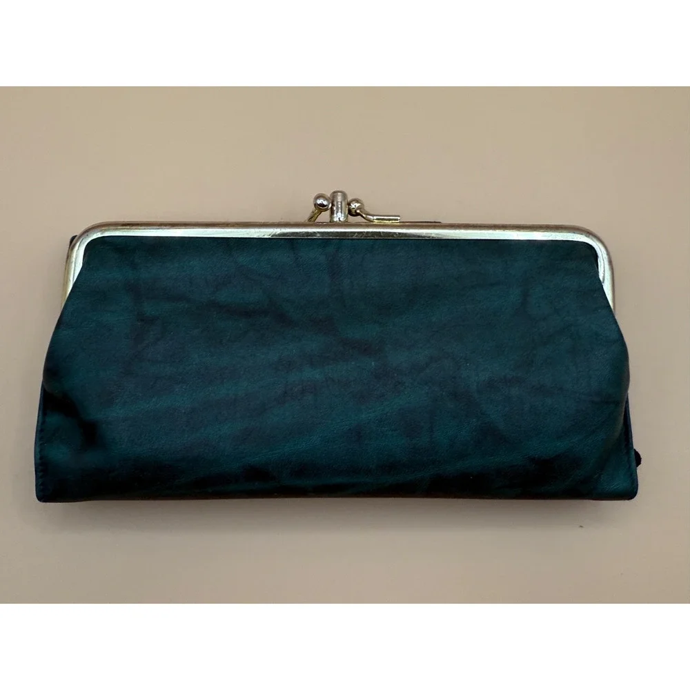 💚 Vintage Buxton Top Grain Cowhide Leather Wallet Clutch Kiss Lock – NIB
